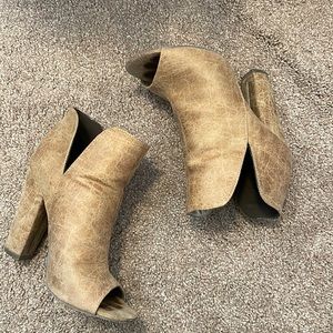 Tan Peep Toe Ankle Bootie